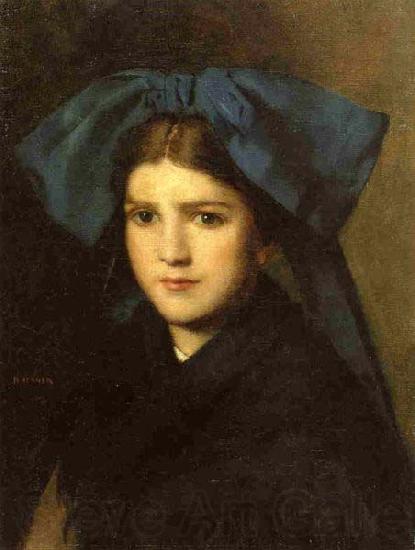 Jean-Jacques Henner Portrait of a Young Girl with a Bow in Her Hair